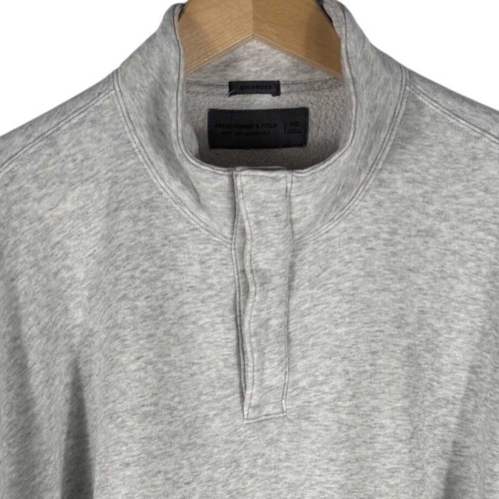 Abercrombie & Fitch Sweatshirt Men XXL Oversized Mock Neck Grey Heather Pullover
